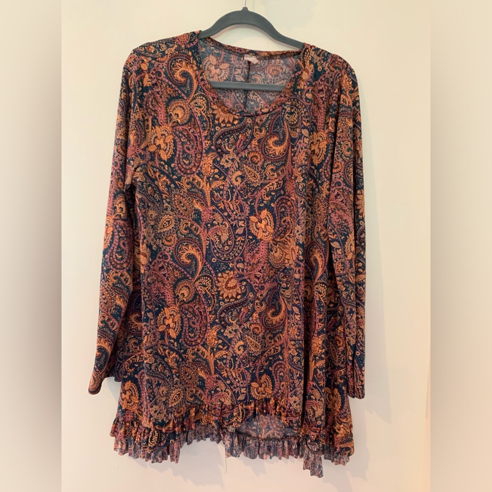 Paisley print tunic 1x